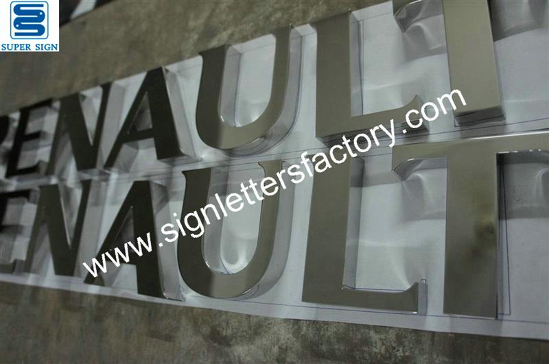 fabricated polished stainless steel auto sign letters