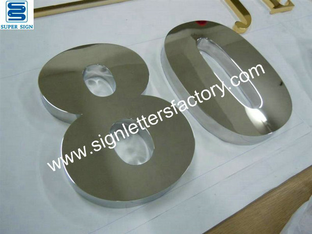polished stainless steel sign numbers 02