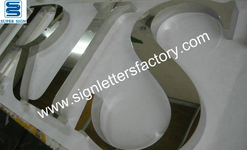 Fabricated 316 polished mirror stainless steel letters