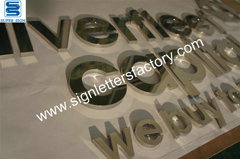 fabricated polished mirror stainless steel letter