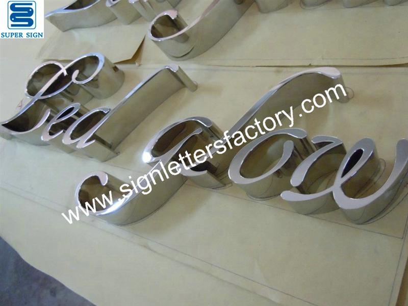 fabricated polished stainless steel lettering